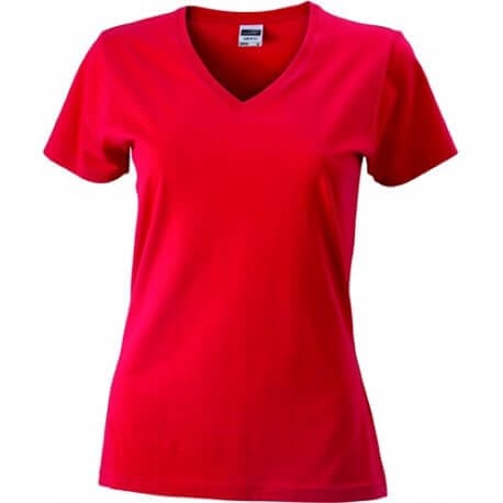dames-t-shirt-v-hals-slim-fit rood