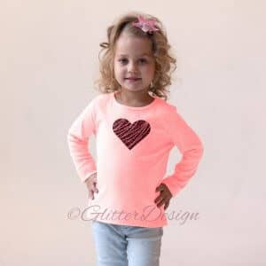Strijkapplicatie Glitter hart op roze sweatshirt