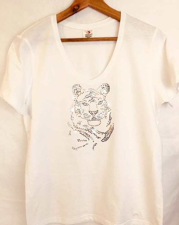 T-shirt met tijger in strass