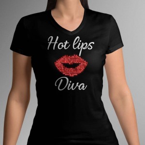 Hot Lips T-Shirt met strass steentjes